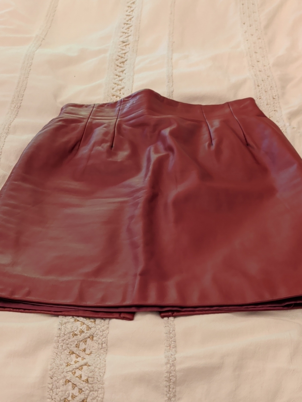 Women's  Leather Mini Skirt - Wine